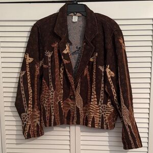 Giraffe Patterned Brown Jacket